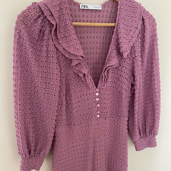 Zara long dress lavender knit Sundress cotaggecore femenine wedding guest fall - Picture 4 of 8
